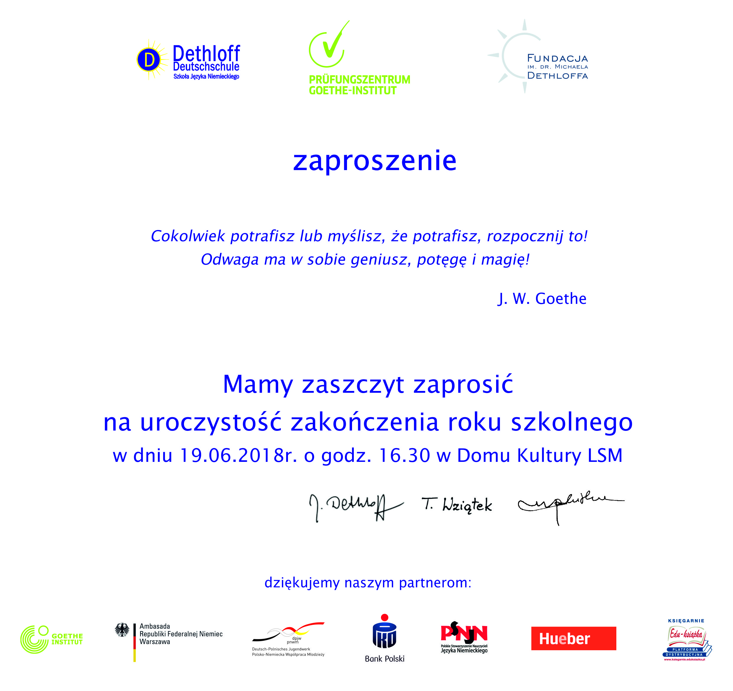 Zaproszenie na&nbspzakończenie roku